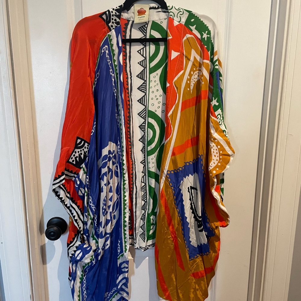 FARM Rio Off-White Pitta Colors Kimono